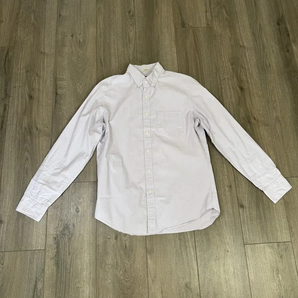 J.Crew Broken-In Organic Cotton Oxford Shirt Mens M Purple Long Sleeve Button Up